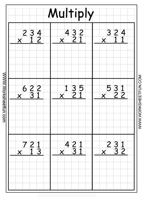 multiplying 2 digits by 1-digit worksheet|Multiplying 2.